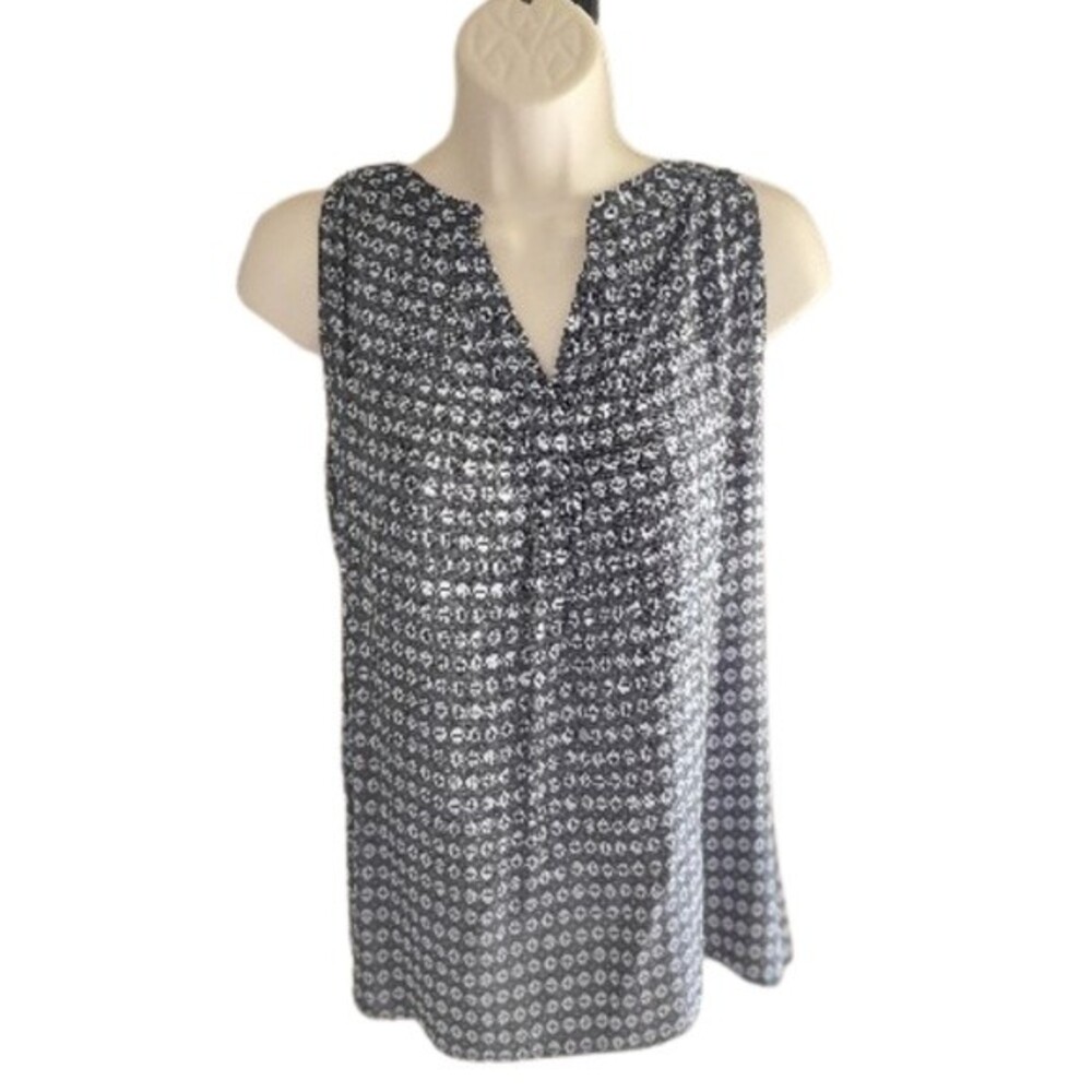 Anne Carson Geometric Print V Neck Sleeveless Blouse Size Medium